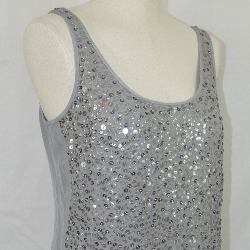 J Crew Collection Starland Tank Silver Sequined 4
